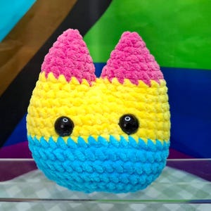 Pansexual Flag Kitty Buddy! - Handmade LGBTQ Crochet