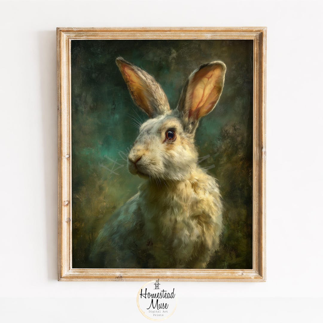 Vintage Angora Rabbit Portrait – Botanical Cottagecore Art (digital ...