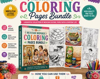 Mexican-Inspired Coloring Pages Bundle | Cultural & Spiritual Art | Printable Line Art | Digital Download | MRR