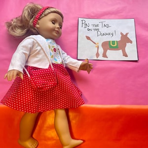 18&quot; Doll Clothes_Party Dress with Jacket, Headband and Purse