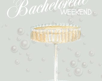 Pearls & Prosecco Bachelorette Invitation Template, Elegant Bridal Shower Invite, Girls Trip Invitation, Editable/Printable Invite, Download