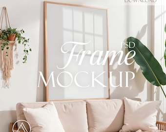 Vertical Frame Mockup PSD Template, Digital Print, Minimalist wall art mockup, Poster Mockup, Wall Art Display, Smart Object Photoshop