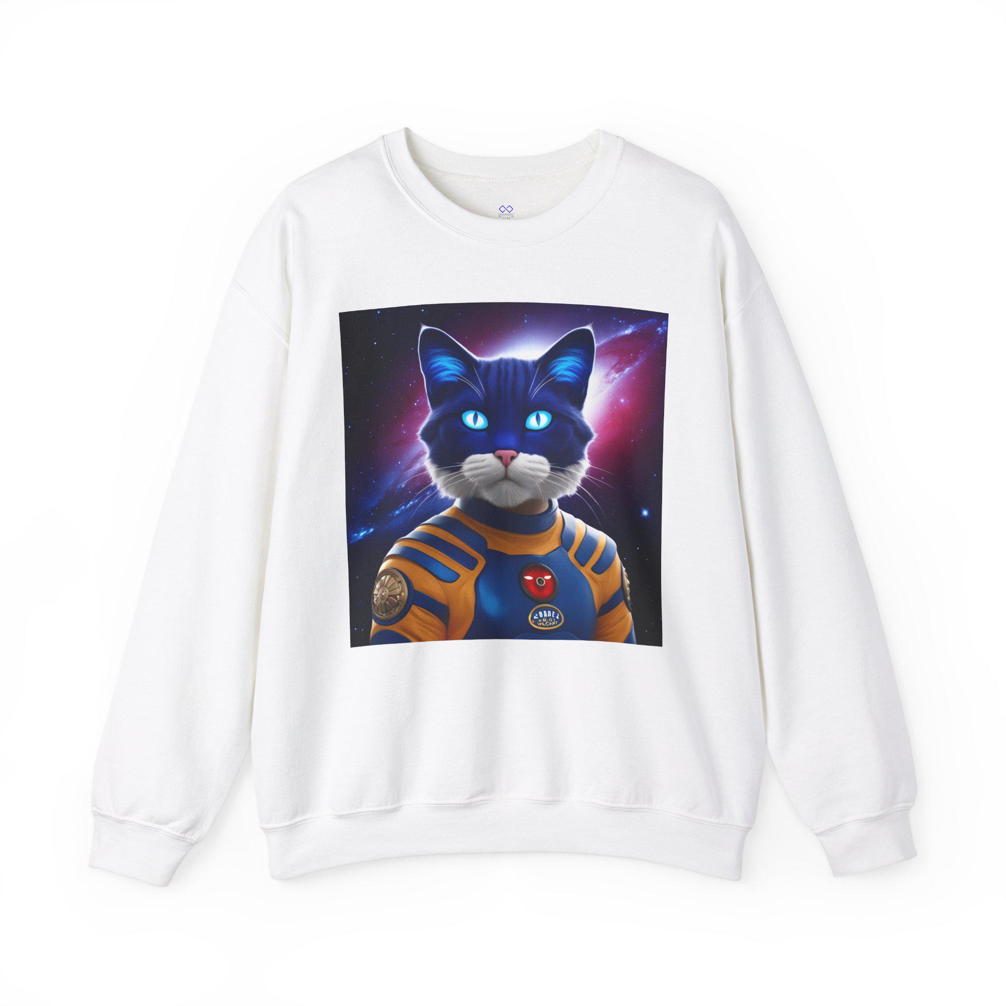 Space Cat Sweatshirt - Funny Galaxy Kitten Crewneck - Astronaut Cat Hoodie Alternative - Oversized Unisex Fleece - Science & Cat Lover Gift