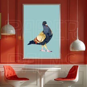Pigeon Print | Digital Download | Wall Art| Bird Wall Art | Eclectic Art | Home Decor | Colourful  Decor | Instant Download | Birds
