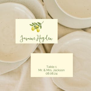 Watercolor Lemon Place Cards: Citrus Wedding Decor (Printable)