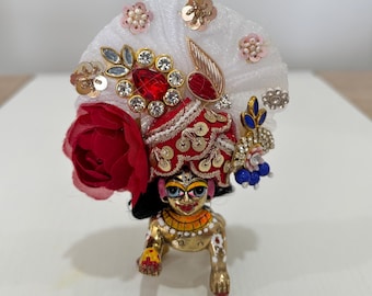 Size 1 Ladoo Gopal Pagdi: Janamashtmi Krishna Idol Safa (2.20 inches