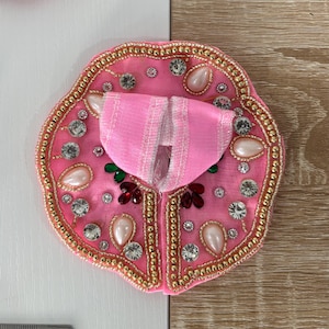 Size 0 Poshak for Ladoo Gopal Dress for kanha  Janamashtmi Dress Poshak Mukut Mala for Krishna Idol height- 1.75 inches