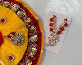 Size 2 Ladoo Gopal Poshak: Yellow Krishna Dress with Mukut Mala