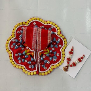 Size 0 Poshak for Ladoo Gopal Dress for kanha Radha rani Dress Poshak Mala for Krishna Idol height- 1.75 inches
