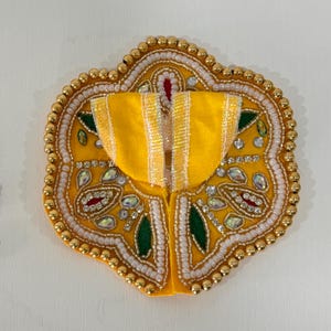 Size 0 Poshak for Ladoo Gopal Dress for kanha Janamashtmi Poshak Mukut Mala for Krishna Idol height- 1.75 inches