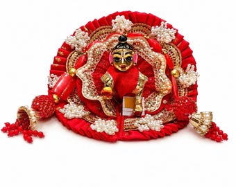 Size 0-6 Ladoo Gopal Dress- Red dress with Mukut