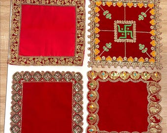 Decorative Asan Puja Thali Mat for Hindu Altar Temple Accessorie