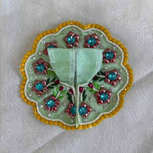Size 1 Poshak for Ladoo Gopal Dress for kanha Radha rani Dress Poshak jewellery for Krishna Idol height- 2.20 inch