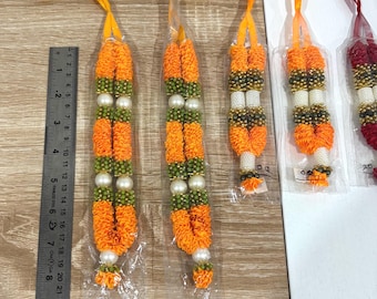 Orange Garland Mala for Idols & Photos – Decorative Beads Mala
