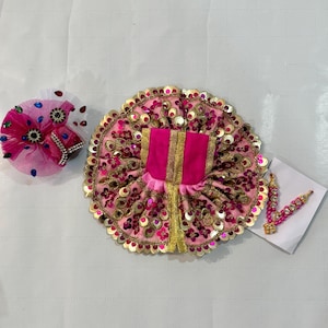 Size 2 Poshak for Ladoo Gopal Dress for kanha  Radha rani Dress Poshak Mukut Mala for Krishna Idol height- 2.75 inch