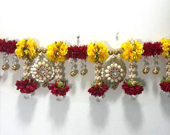 Indian Toran Door Hanging: Auspicious Floral Mandir Entrance Decor, Housewarming Gift