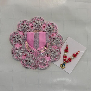 Size 0 Poshak for Ladoo Gopal Dress for kanha  Radha rani Dress Poshak Mukut Mala for Krishna Idol height- 1.75 inches