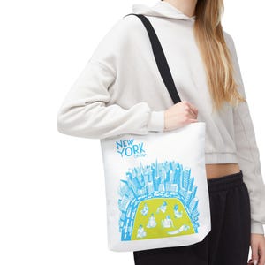 Torba typu tote w stylu retro z nadrukiem w Nowym Jorku, letnia torba miejska, prezent turystyczny, miejska torba estetyczna, wielokrotnego użytku, torba z płótna