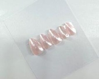 Blush Pink Polka Dot Shimmer Almond Press-On Nails – Elegant Handmade Manicure