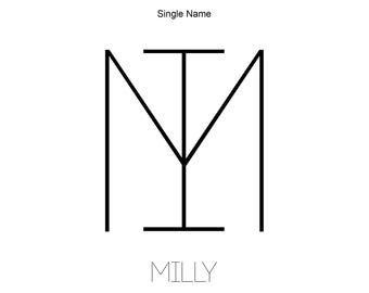 Custom Geometric Name Logo Design: Minimalist Monogram Art (PNG File)