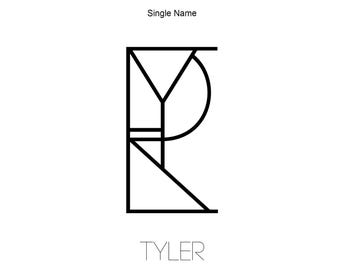 Minimalist Geometric Name Logo Design (SVG) – Custom Business Tattoo