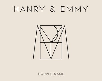 Custom Couple Name Logo Design: Minimalist Geometric  (PNG)