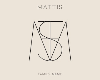 Minimalist Family Name Logo Design, Geometric Monogram (PNG File)