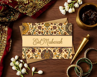 Floral Mandala Eid Mubarak Card: Elegant Islamic Greeting (Digital Download)