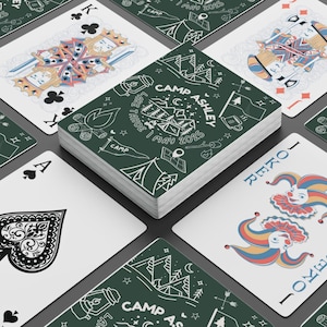 Conjunto de cartas de baralho personalizado, cartas temáticas de acampamento de despedida de solteira, perfeito para noites de jogos, acampamentos, reuniões familiares, ideia de presente única