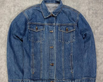 VTG Struggles blue denim streetwear retro trucker jacket mens Small (38/40)