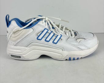 Vintage Adidas B49 Trainer, weiß/blau, Laufschuhe, Damengröße 8, ungetragen (NOS)