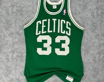 VTG 80s Boston Celtics #33 Larry Bird Sand Knit MacGregor Jersey USA Sz 38 NBA