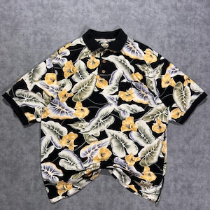 Camisa polo floral Tommy Bahama de los años 90, ideal para estar en casa durante las vacaciones de verano, talla M para hombre. imagen 1