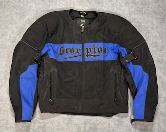 Scorpion EXO Motorcycle riding blue/black armored biker padded jacket mens XL