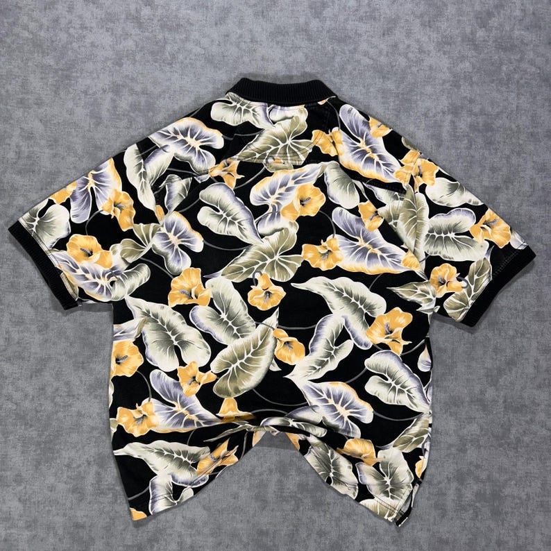 Camisa polo floral Tommy Bahama de los años 90, ideal para estar en casa durante las vacaciones de verano, talla M para hombre. imagen 2