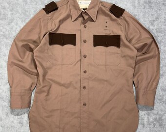 VTG 70s House of Uniforms Beverley Hills brown sheriff uniform shirt mens L-XL