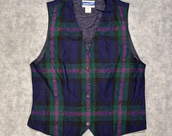 VTG 90s Pendleton Plaid/Paisley Pure new Wool USA made womens size 12