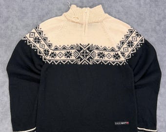 VTG Dale of Norway Dale Sport nordic fair isle yoke 1/4 zip sweater womens L