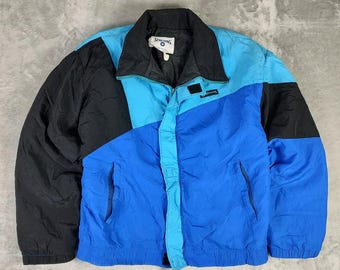 VTG 90s Spalding blue/black colorblock sportswear streetwear retro puffer mns L