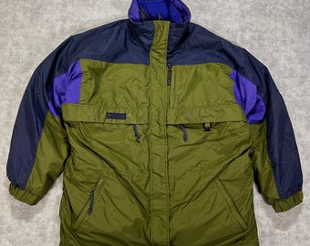 Chaqueta de esquí VTG Columbia Gizzmo 3 en 1 para mujer, talla L, color verde y azul marino, estilo años 90.