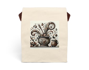 Sac à lunch artistique en toile avec bandoulière : style bohème respectueux de l'environnement