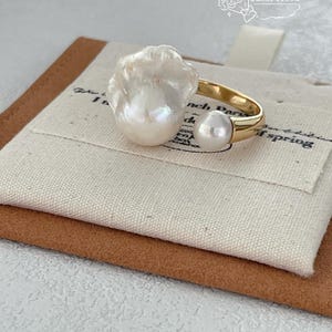 Baroque Pearl Adjustable Ring – Unique, Elegant, Handmade Statement Jewelry