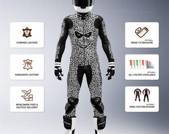 Anpassad Joker motorcykelracingdräkt: Kohud eller känguruläder