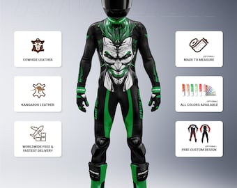 カワサキグリーンモーターサイクルレーシングスーツ：牛革