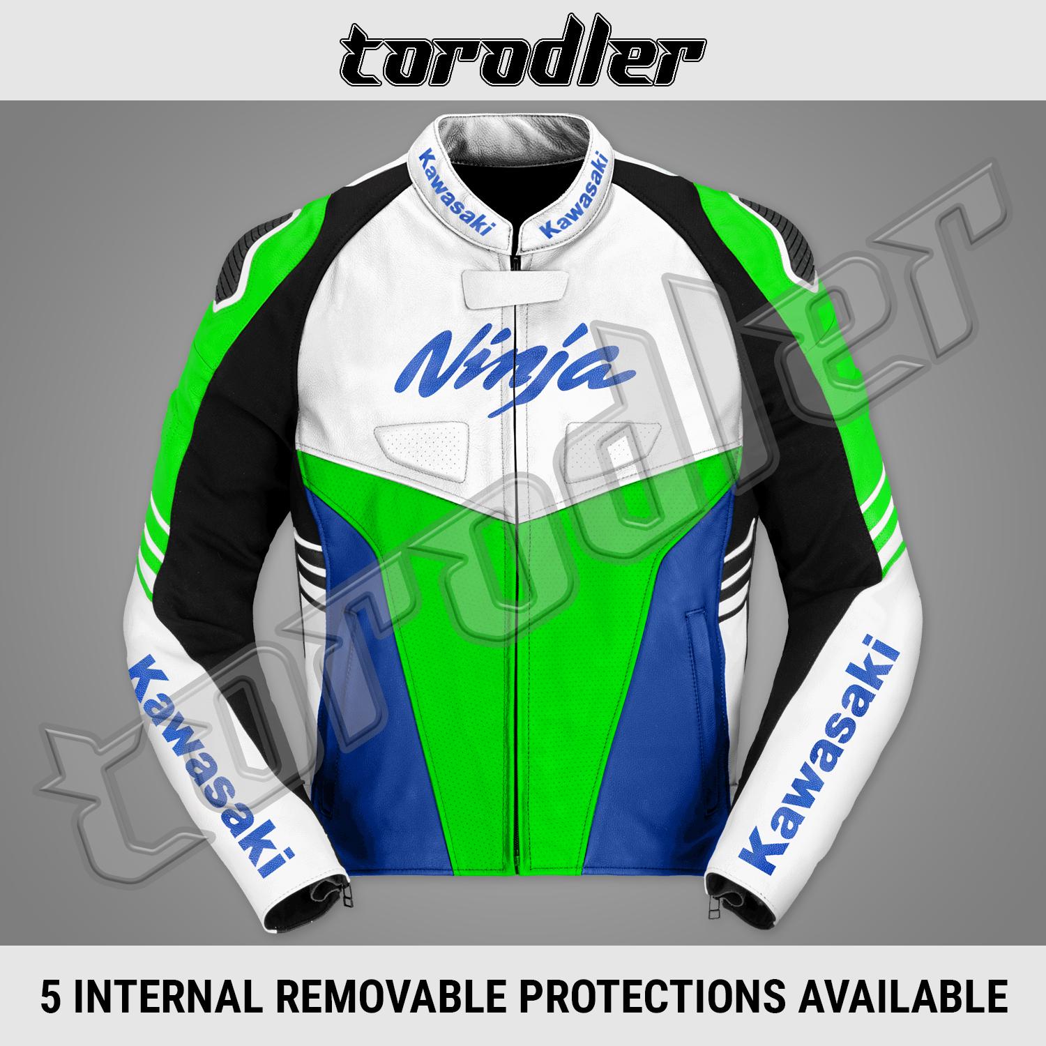 [COVERNAT]★LEATHER RACING JACKET Kawasaki Ninja ZX-4RR, ZX10R, ZX-14R Motorbike, Motorcycle