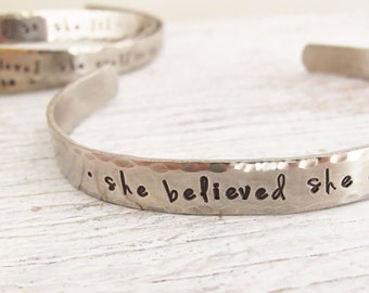 Graduation Gift, She Believed She Could So She Did, Inspirational Bracelet, Quote Bracelet, Personalized