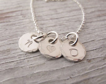 Personalized Initial Necklace, Custom Necklace, Hand Stamped Sterling Silver, Mother's Necklace