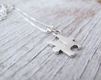 Autism Necklace, For Mom, Sterling Puzzle Necklace, Autism Awareness