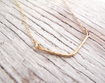 Gold Chevron Necklace, Hammered Chevron, V Necklace, Minimalist Gold Jewelry, Layering Necklace, READY TO SHIP