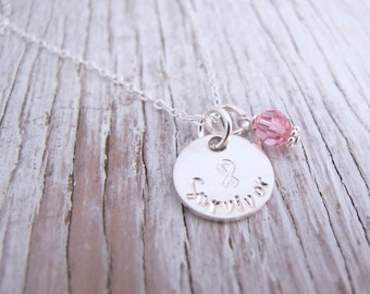 Survivor necklace, Breast Cancer Necklace, Awareness Jewelry